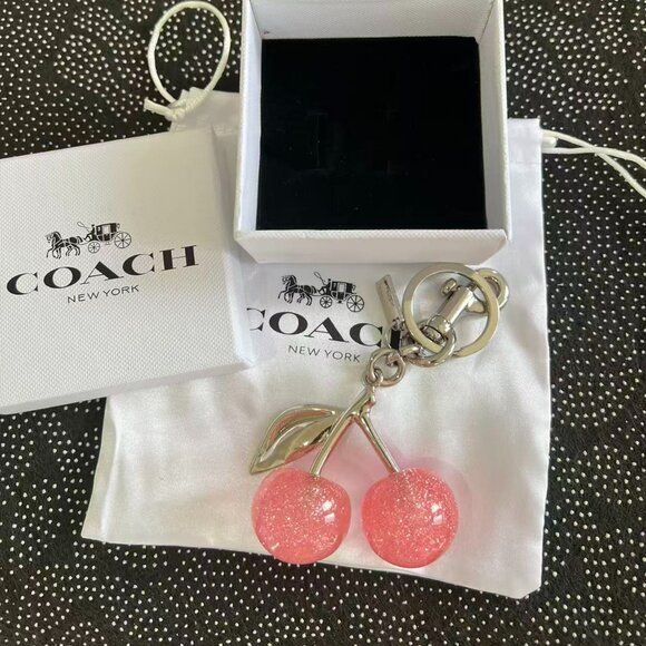 Coach Cherry Brass Cherry Bag Charm Keychain - Picture 1 of 4